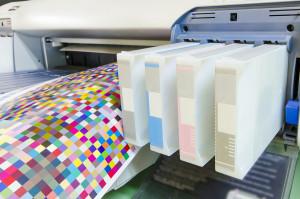 large format ink jet printer cartridge with color managament target paper roll